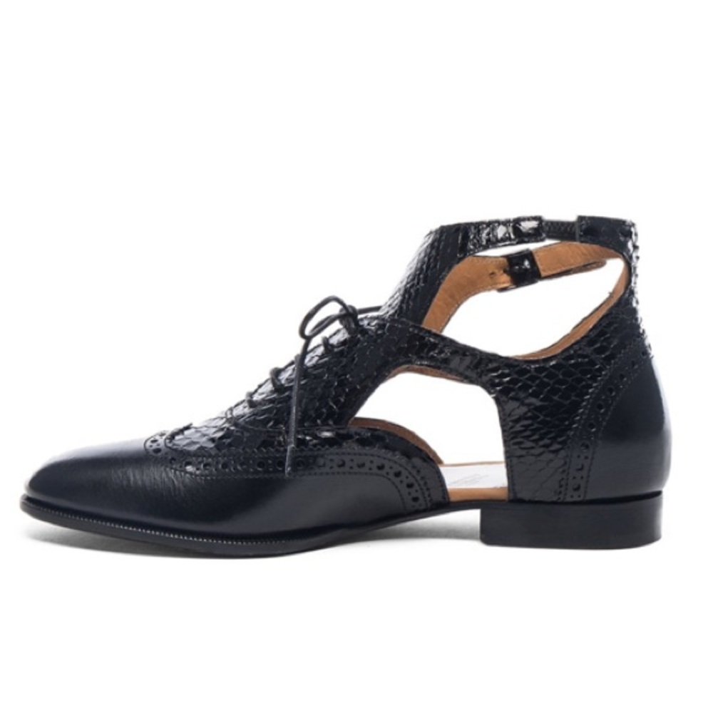 MAISON MARGIELA Ankle Strap Python & Leather Cut Out Shoes - Picture 4 of 12